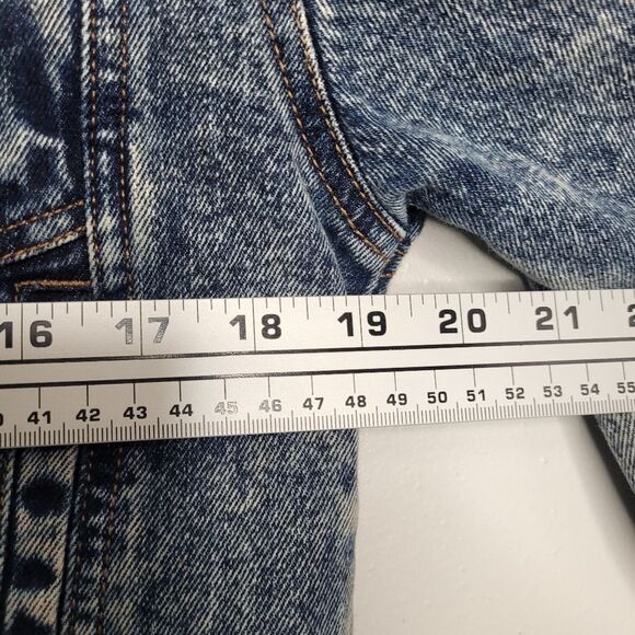 Elton John Denim Grunge Acid Wash Oversized Jean Jacket Size X Small - Picture 5 of 7